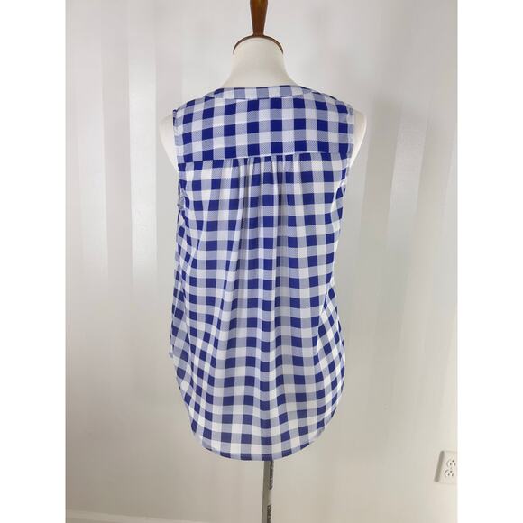 PIXLEY Blue/White Checkered Print Sleeveless Top - Picture 4 of 9